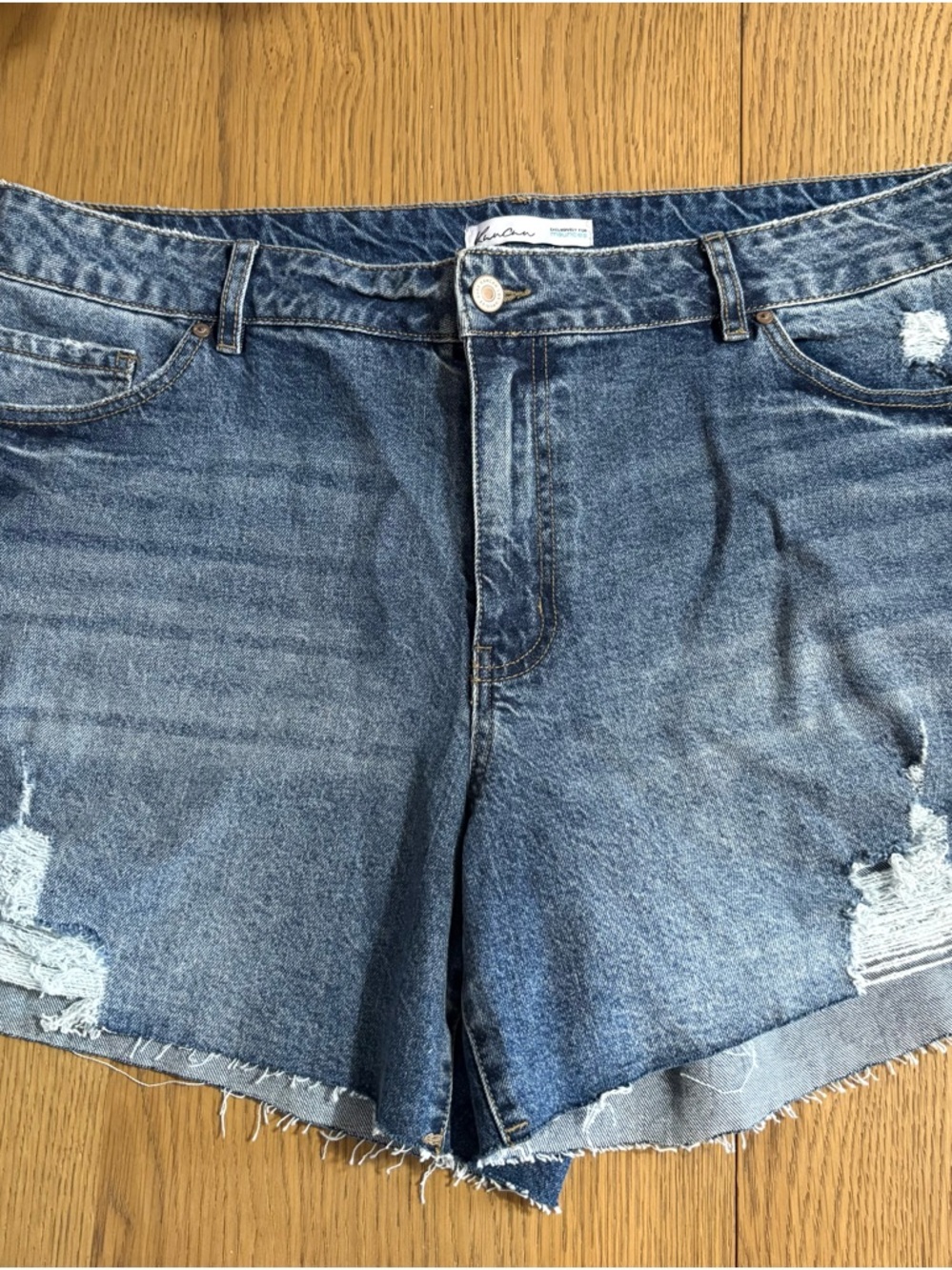 KanCan Medium Blue Distressed Denim Cutoff Shorts